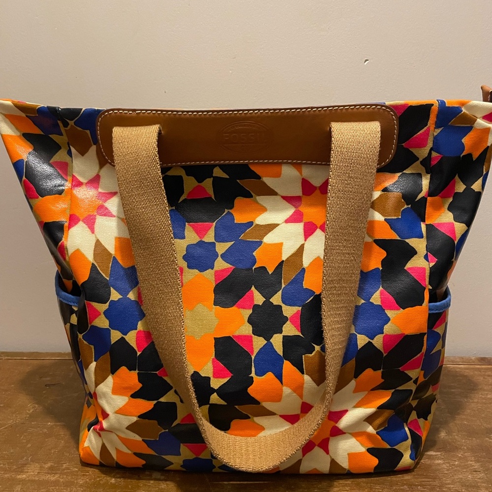 Fossil Coated Canvas Tote Bag Purse